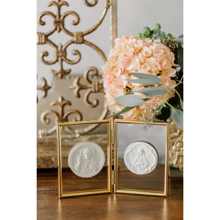 Heilig Hart van Jezus en Onbevlekt Hart van Maria Intaglio dubbele lijst voor wholesale door BeeStill Design