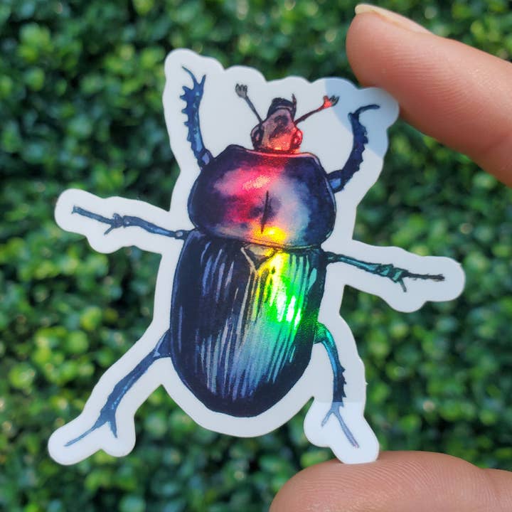 Art by Trisha Hall - Wholesale Sticker - Scarab Beetle Holographic Sticker