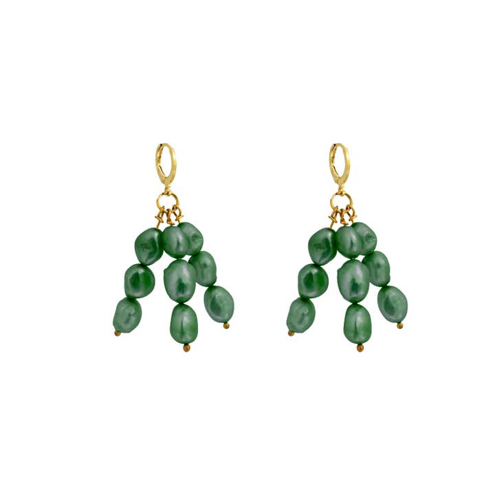 Ifemi Jewels - Wholesale Dangle Earrings - Dark Green freshwater pearl earrings | by Ifemi Jewels