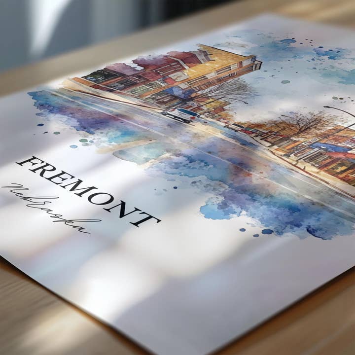 Premium Travel Art - Wholesale Art Print - Fremont Nebraska Wall Art, Dodge County NE Print, Nebraska Watercolor Art, Fremont NE Gift, Travel Print, Travel Poster, Housewarming Gift1
