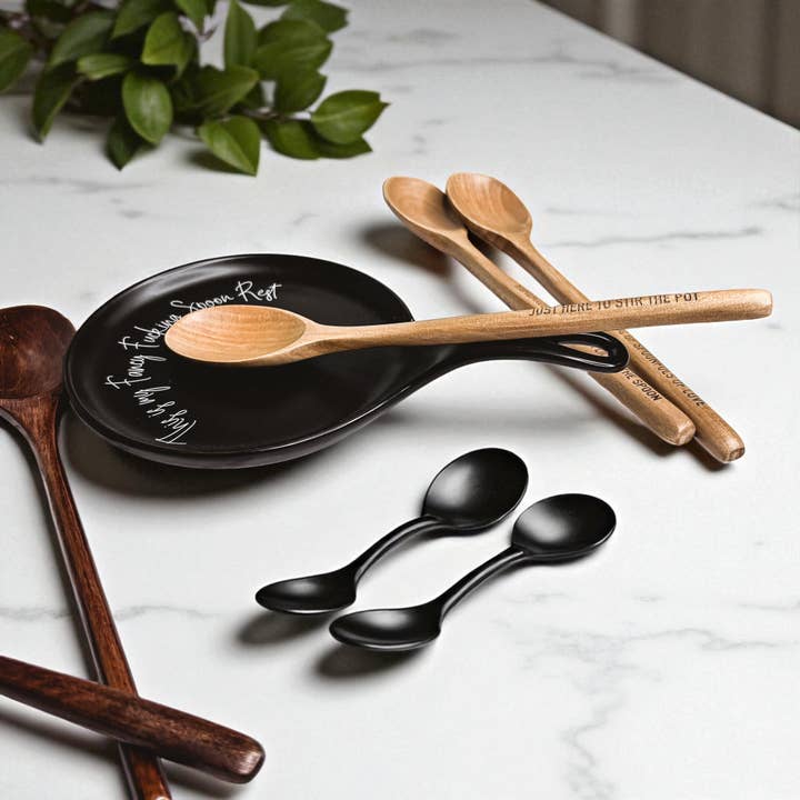 Gia Roma - Wholesale Spoon Rest - Kitchen Decor, Handmade Ceramic Spoon Rests + Wood Spoon Set45