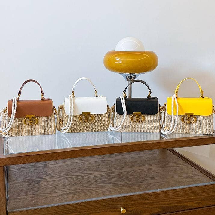 Handle straw twine crossbody bag for wholesale by MKS America