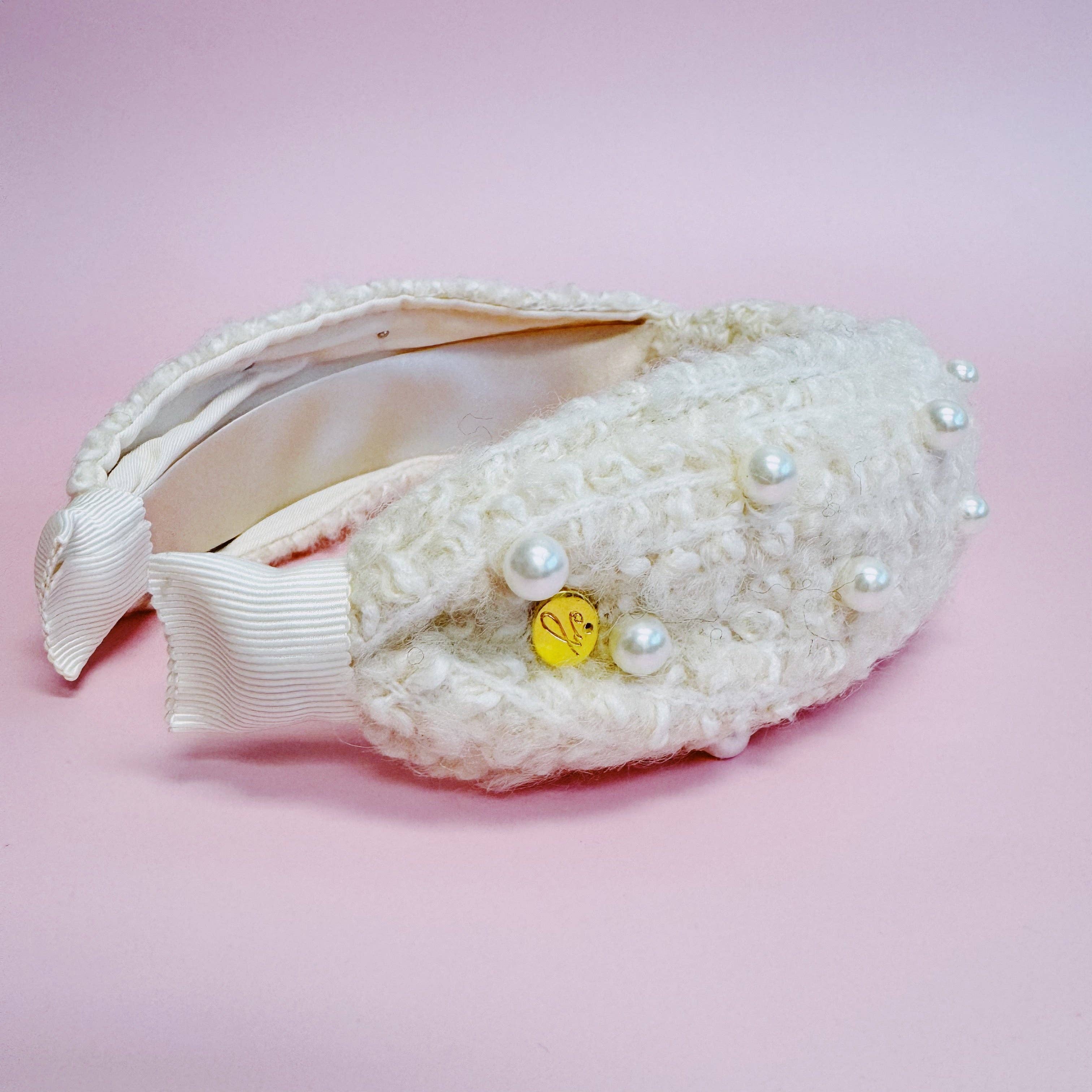 Ellison+Young - Wholesale Fashion Headband - Women's - Pearl And Tweed Knotted Headband1