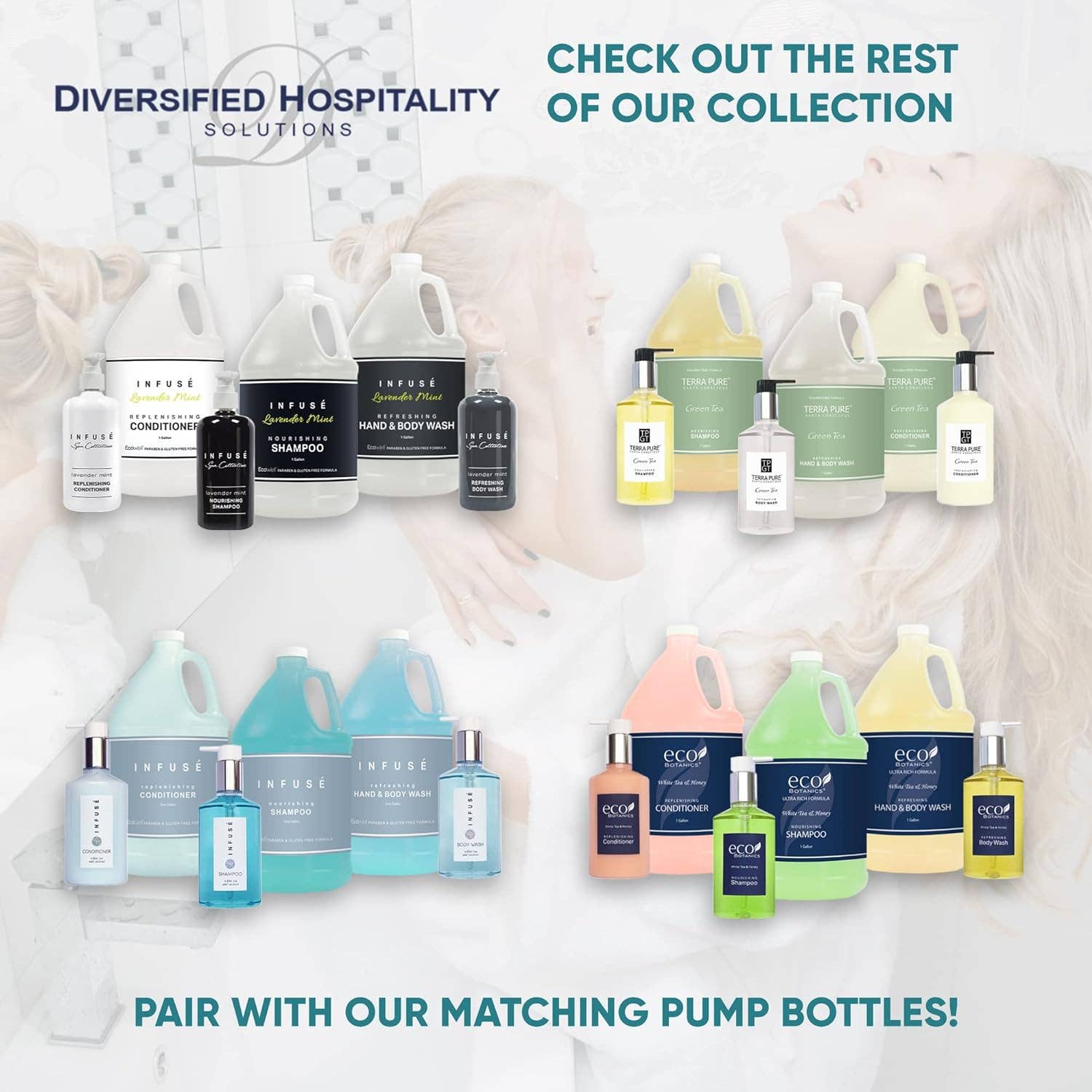 Diversified Hospitality Solutions - Wholesale Hair Shampoo - Eco Botanics Hotel Shampoo | 1 Gallon | Designed to Refill Soap Dispensers | by Terra Pure (Set of 4)5