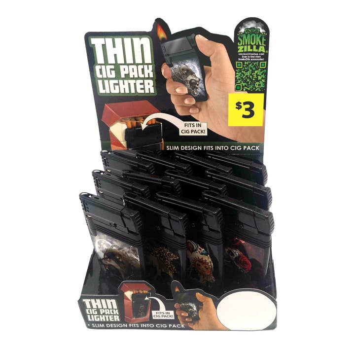 Novelty Brands - Wholesale Retailer Display - Home & Living - Smokezilla Cigarette Pack Thin Lighter- 12 Piece Display