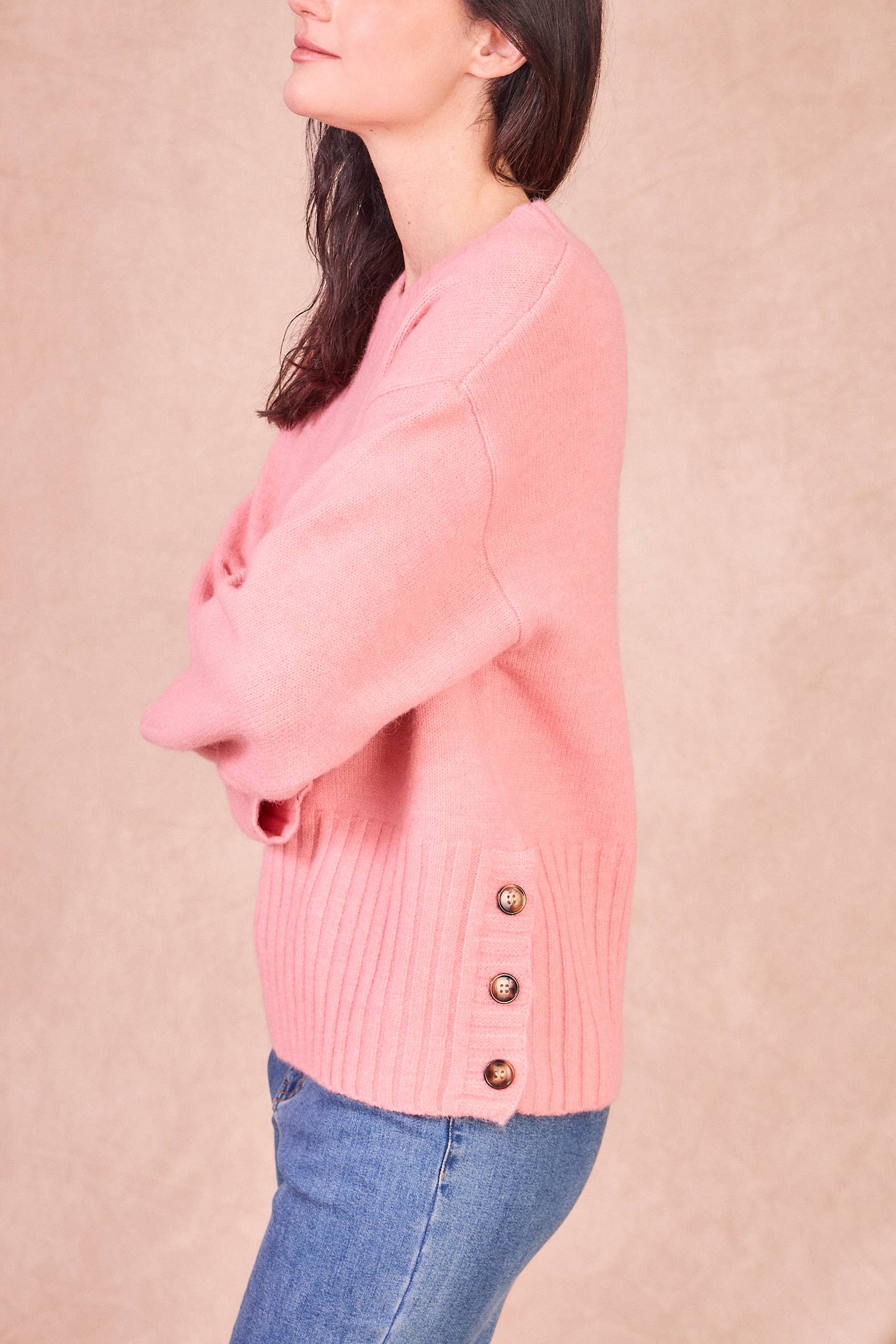 Calie Paris - Wholesale Knit Sweater - Women's - NATI – Button-Side Wool Blend Knit19