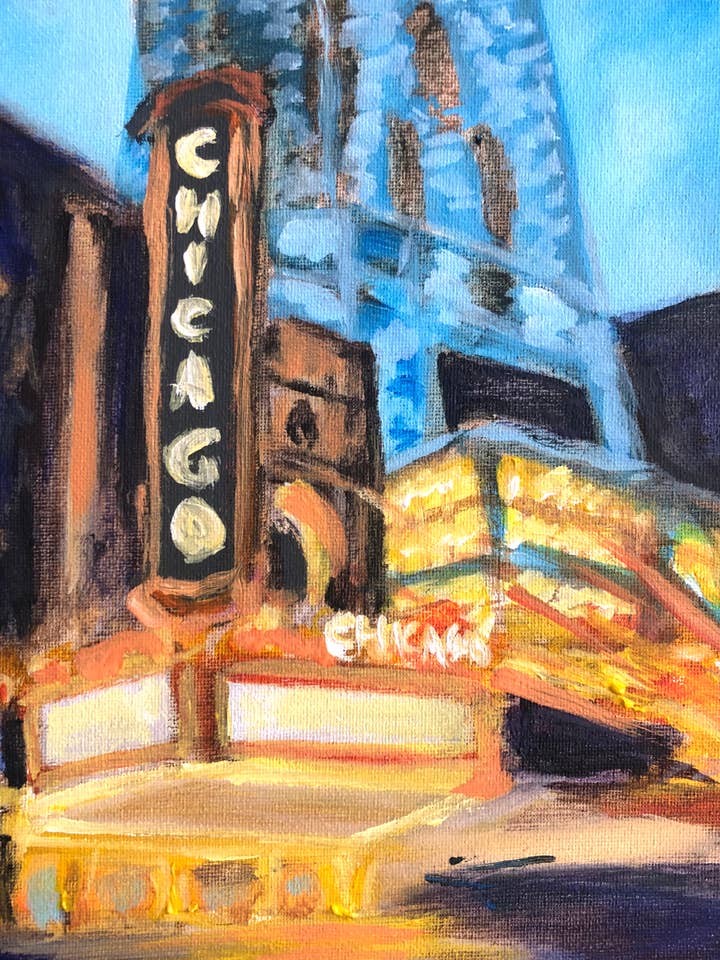 Chicago Theater painting on canvas - Timeless Chicago for wholesale by Kraneil Fine Art