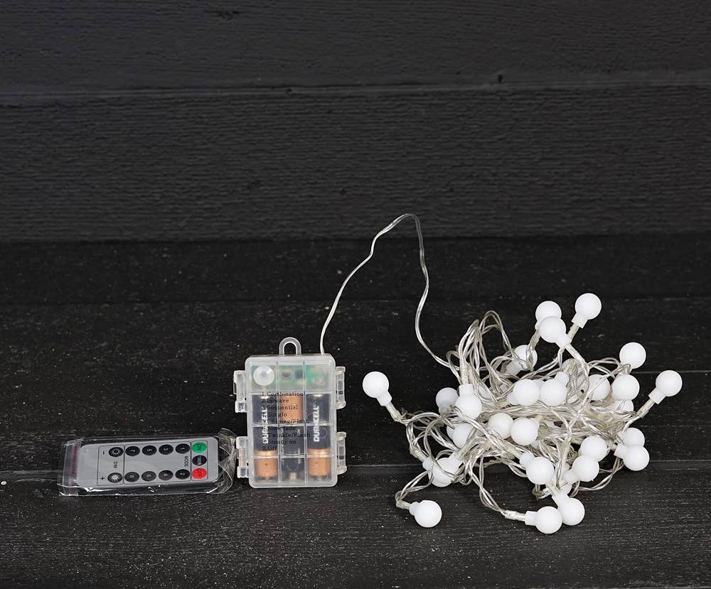 Holiday Depot Inc. - Wholesale String Lights - M11167- LED White Ball Berry String x40lts remote-Warn white5
