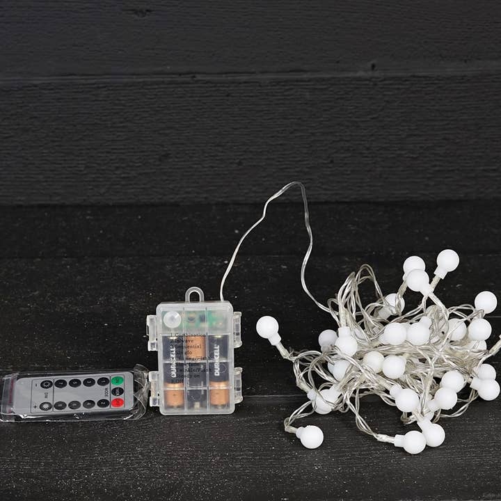 Holiday Depot Inc. - Wholesale String Lights - M11167- LED White Ball Berry String x40lts remote-Warn white5