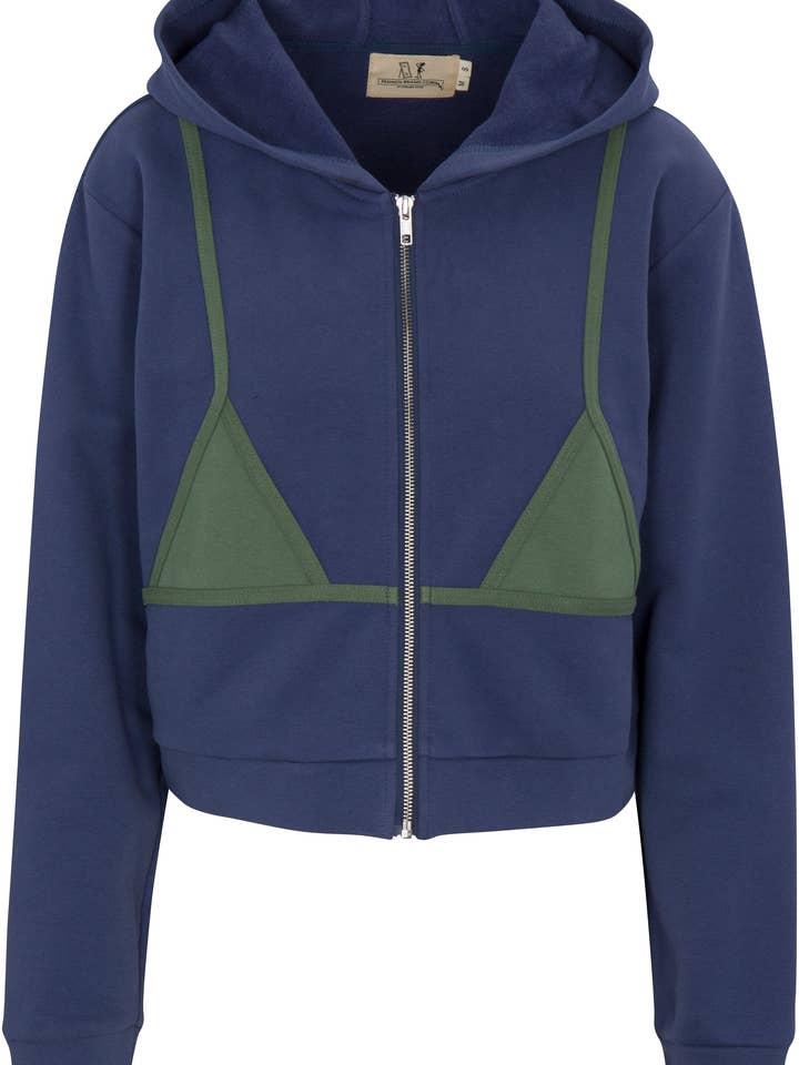 Fashion Brand Company - Wholesale Hoodie - Women's - Bikini Bod Zip-up Sweatshirt Blue/Green4