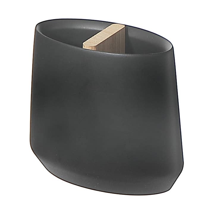Polyresin Toothbrush Holder With Wood Black for wholesale by IH Casa Decor
