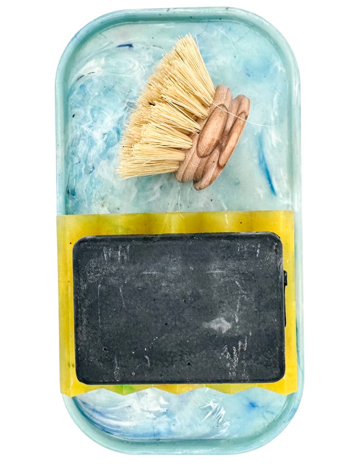 Gammel græsk bakke i genanvendt plastik (blå-hvid) for engroshandel hos Müll Club