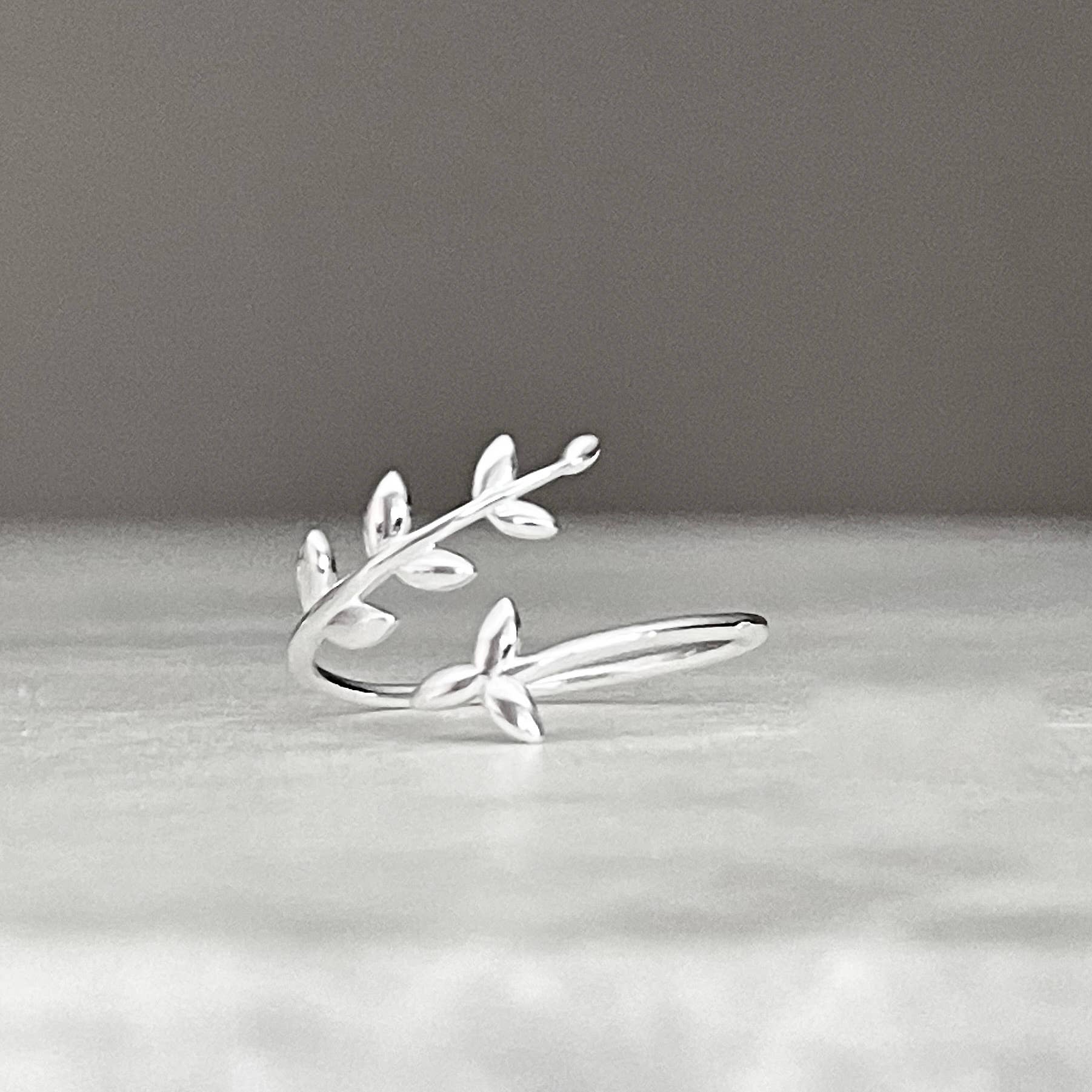 Blueyejewelry - Wholesale Band/Stacked Ring - Olive Leaf Ring - Sterling Silver Olive Branch Wrap Ring 2