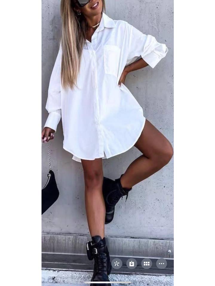 LORIANE - Wholesale Buttoned-down shirt – Women's - 15945 plain long oversized shirt1