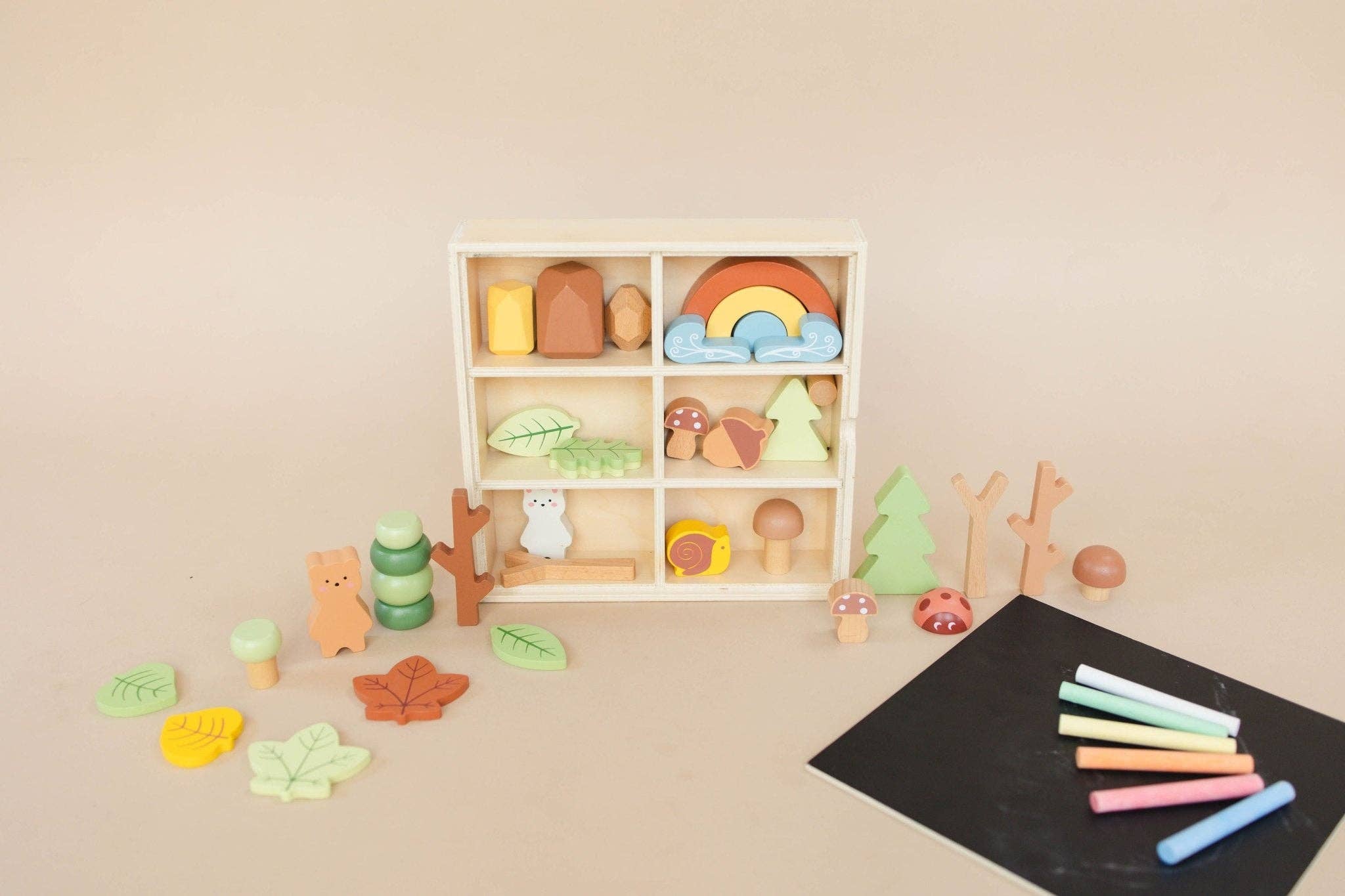 Spirit 'N Sprout - Wholesale Toy set – Kids - Wooden Forest Sensory Bin Accessories - Montessori Toddler Toys - Wooden Stacking Blocks12