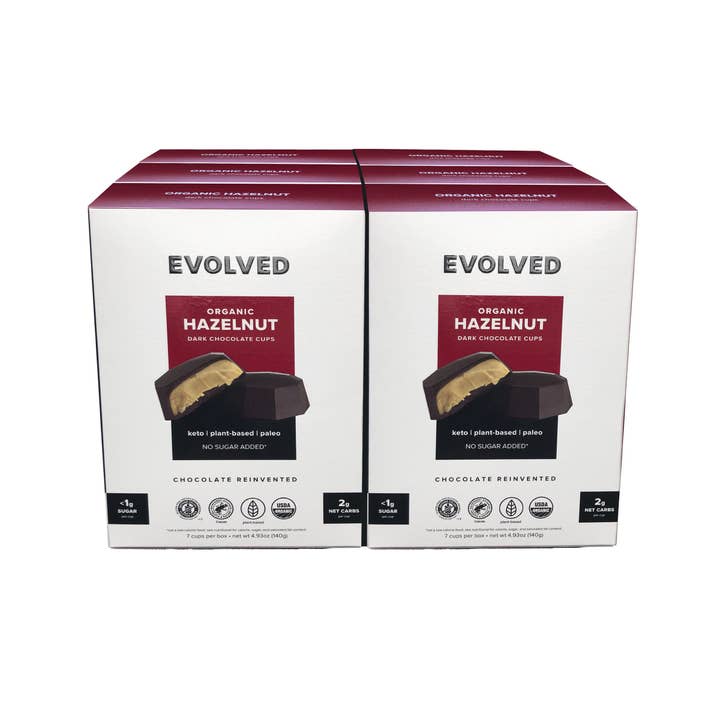 Hazelnut Butter Cups - Case of 6 Boxes for wholesale by EVOLVED Chocolate
