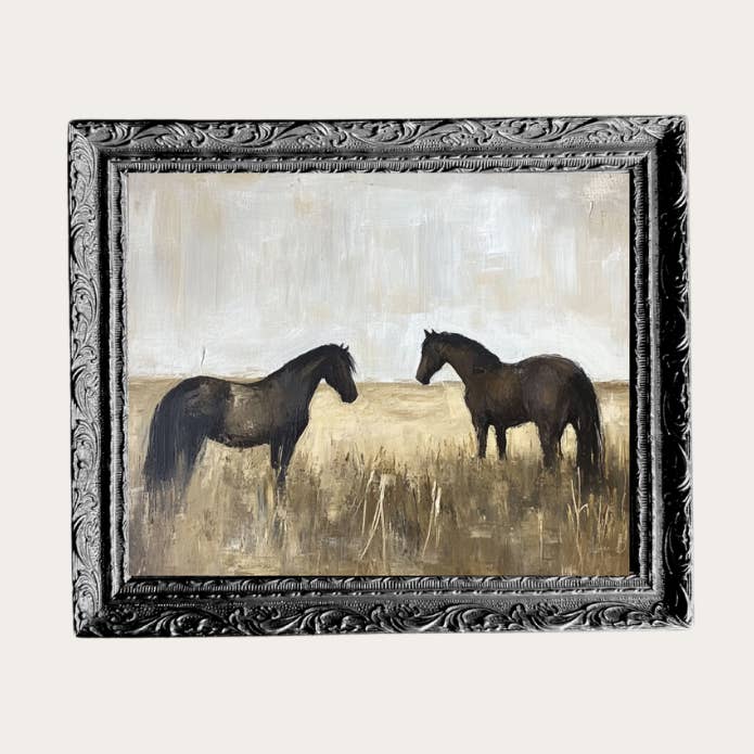 Black Stallions | French Black Mould Framed Art for wholesale by Luxe B Co