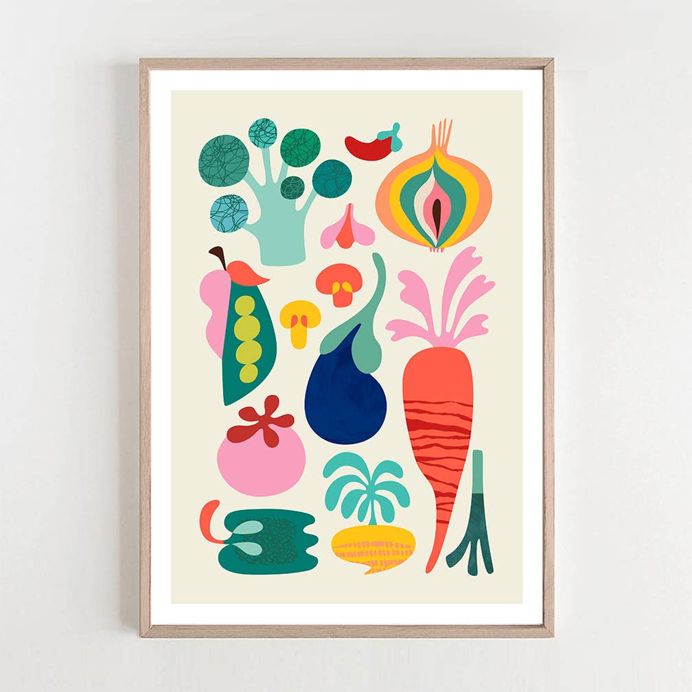 3 Birdies Studio - Wholesale Art print - Modern Veggies Art Print0