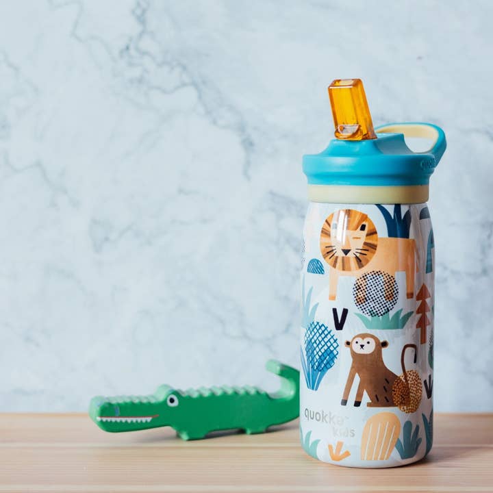 QUOKKA - Wholesale Water Bottle - QUOKKA KIDS STAINLESS STEEL BOTTLE WITH SIPPER POP SAFARI 445 ML1