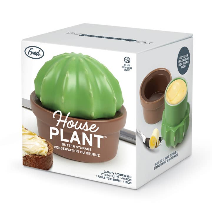 Fred & Friends - Wholesale Butter Dish - HOUSE PLANT - Ceramic Cactus Butter Storage0