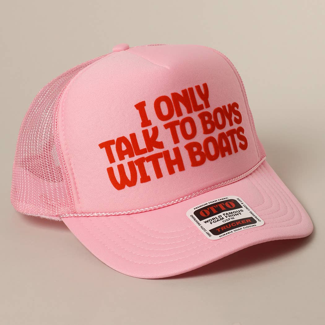 Fashion City - Vente Casquette de camionneur – femme - Je ne parle qu'aux garçons avec des bateaux Casquette à filet arrière avec texte21