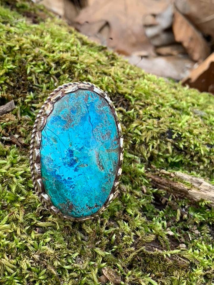 Chrysokoll-Ring - Tibetisches Silber für den Großhandel von Wild Peonies Xo