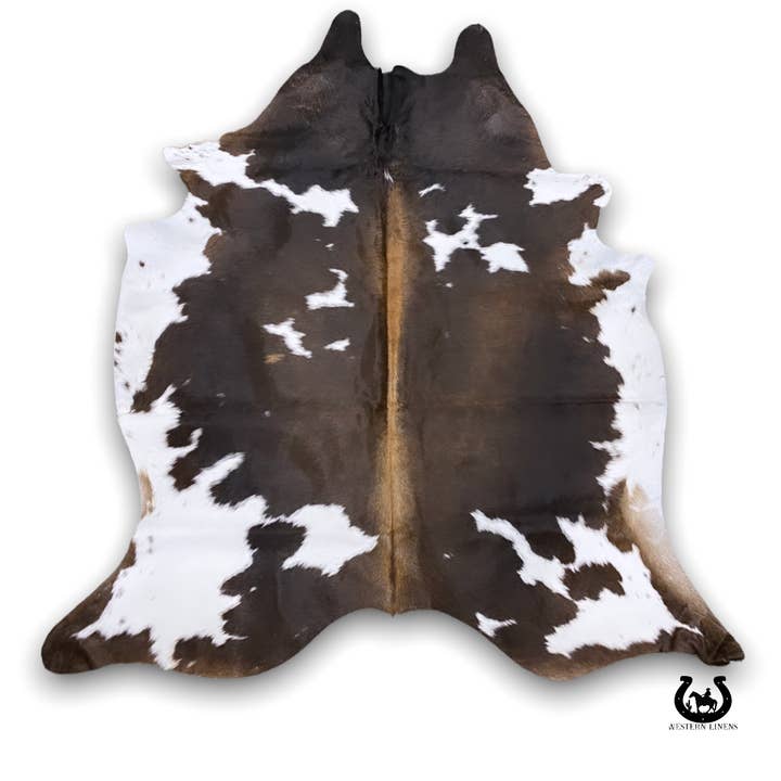 Dark Brown & White  Cowhide Area Rug for wholesale by Western Linens