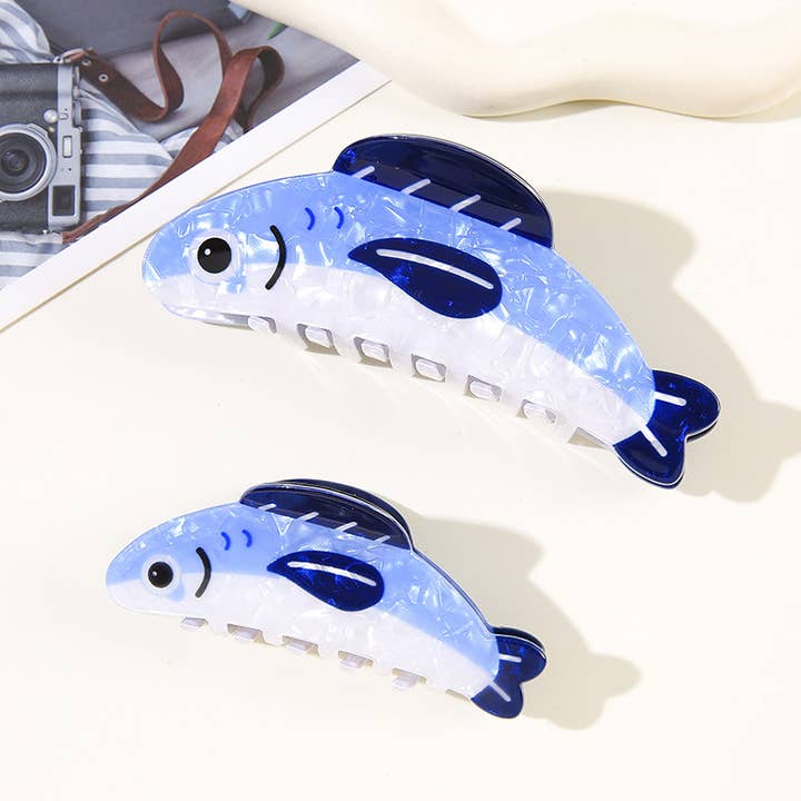 Blue Sardines Marine Animals Hair Claw Clip for wholesale by SoapElenGlen