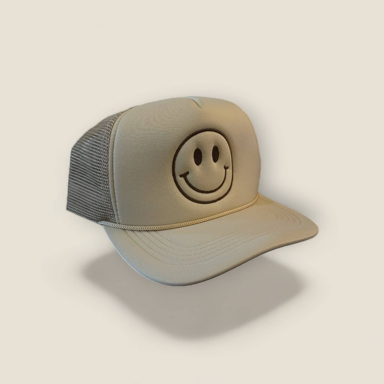 Happi Style - Wholesale Trucker Hat - Women's - Happy Face Trucker Hat | Khaki/Brown1