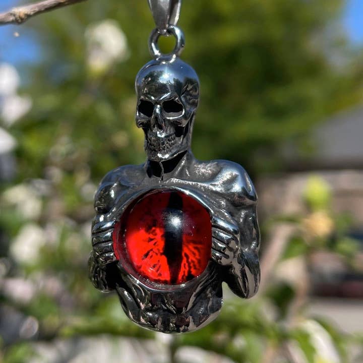 Scheletro Rosso - Roter Drachenauge-Anhänger (#p118red) für den Großhandel von SkullJewelry.com