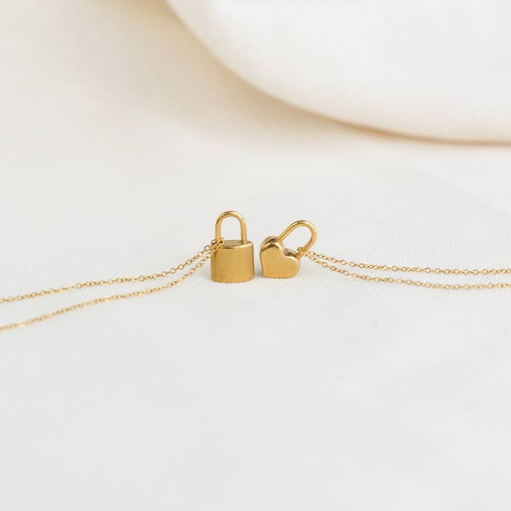 Heart + Lock Pendent Necklaces for wholesale by Sugarcane & Co.