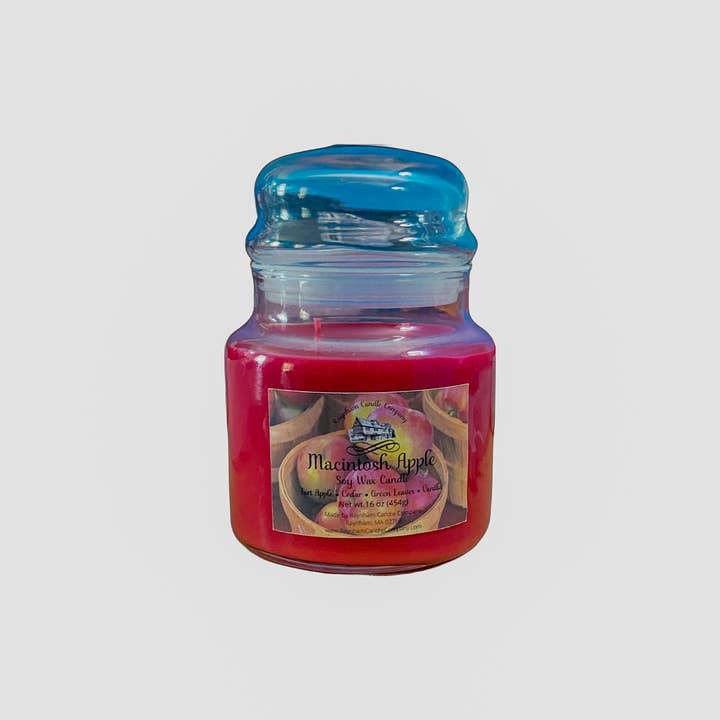 Macintosh Apple Soy Wax Jar Candle for wholesale by Raynham Candle Company