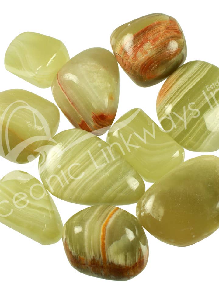 TUMBLED STONES - ONYX, GREEN 20-30 MM (KG) for wholesale by Oceanic Linkways Inc