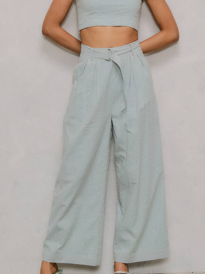 MOJITO UP0355 WIDE LEG BELTED PANTS for wholesale on Faire