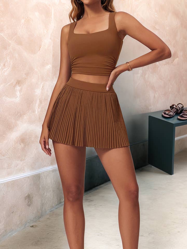 Crave by FW - Wholesale Activewear Set - Women's - Activewear Set With Tank and Accordion Pleated Skirt8