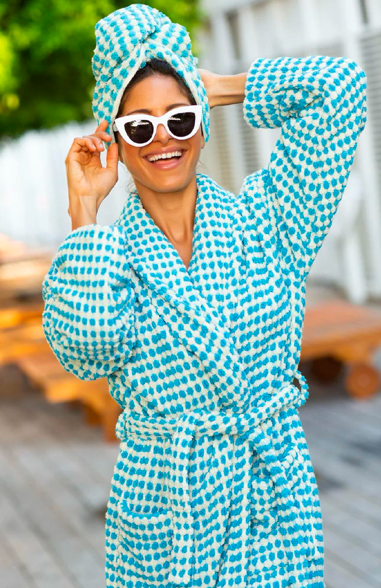 Buld&Co. - Wholesale Robe - Unisex - Turkish Towel Bathrobe Pompom, Bubble Jacquard 100% Cotton1