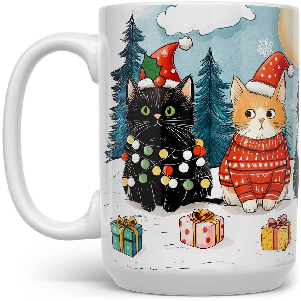 Loftipop - Wholesale Coffee Mug - Festive Winter Christmas Cats Mug, Cute Cat Holiday Gifts3
