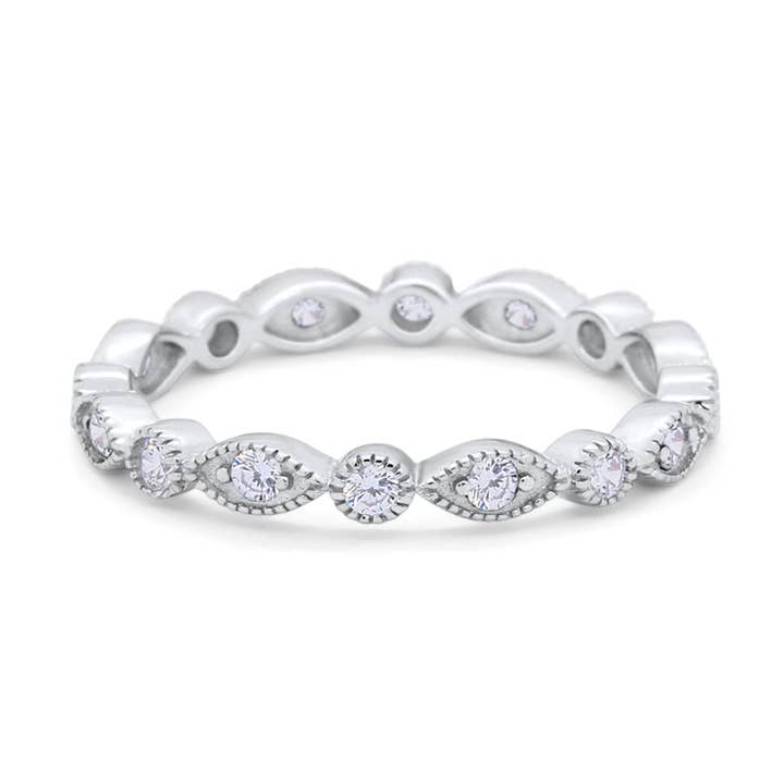Marquise de mariage empilable Eternity simulée CZ pour la vente par Blue Apple Imports