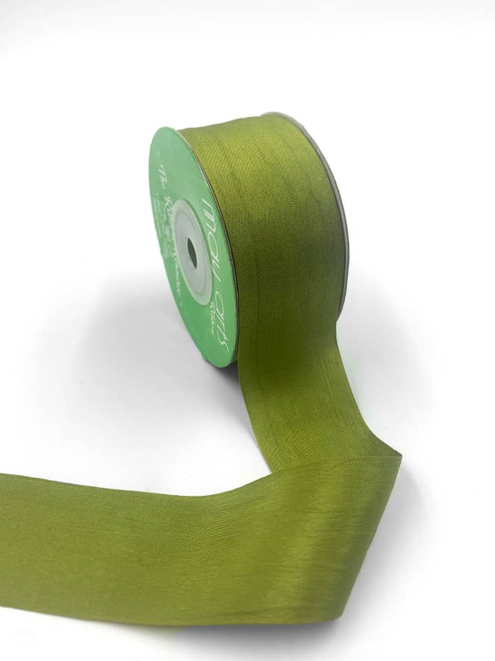 1.25" Moss Hand-Dyed Woven 100% Silk Ribbon for wholesale by May Arts Ribbon