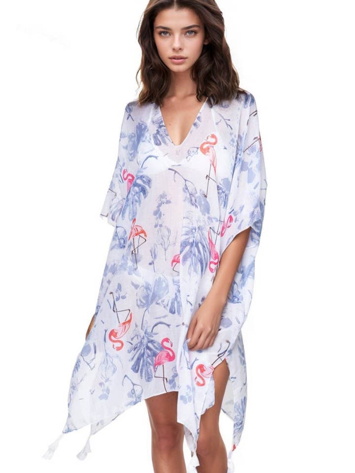 Palm Springs zonnejurkbedekking met V-hals — White Flamingo voor wholesale door Subtle Luxury