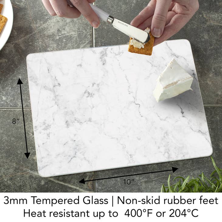 Counterart Glass Cutting Board - Black Marble - 12x15