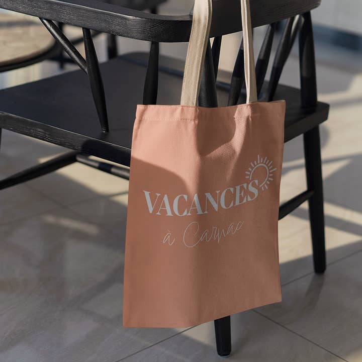 Customizable cotton tote bag vacation at for wholesale by Coast and Valley