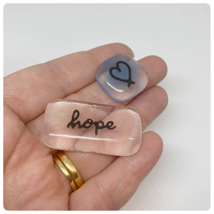 Salvia Glass - Wholesale Keepsake Coin/Token - Hope Positivity Pebble set - fused glass pocket pebbles5