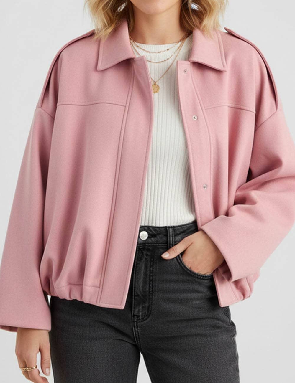 Sweetkama - Wholesale Bomber Jacket - Women's - Ladies Faux Suede Bomber Jacket Shirt Collar Zip-Up Coat21