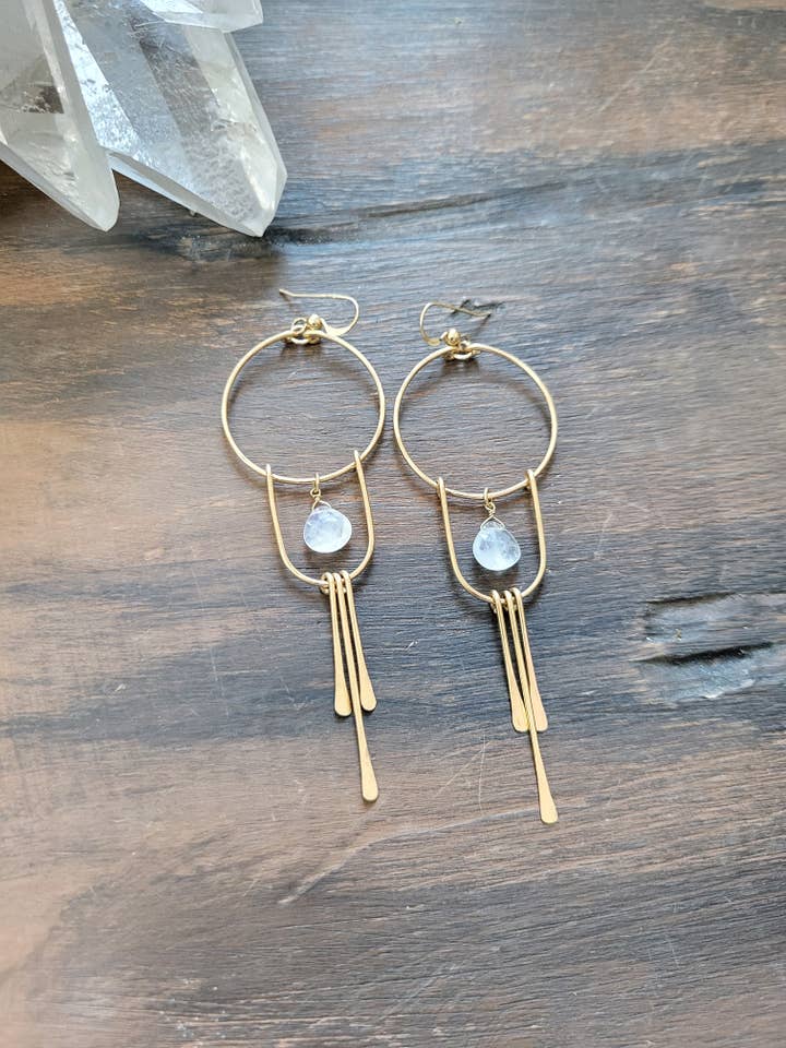 Moonstone Fringe Earrings for wholesale by Leo Eleven Jewelry