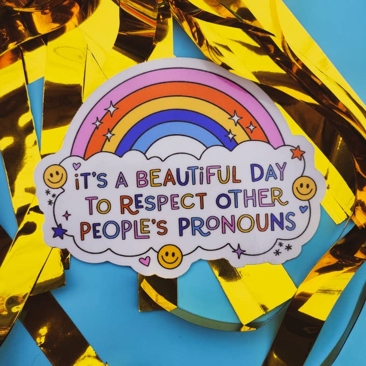 Luxe Trauma – Engroshandel Klistermærke – Respekter pronomen-klistermærke lgbtq hydroflaskeplanlægger1