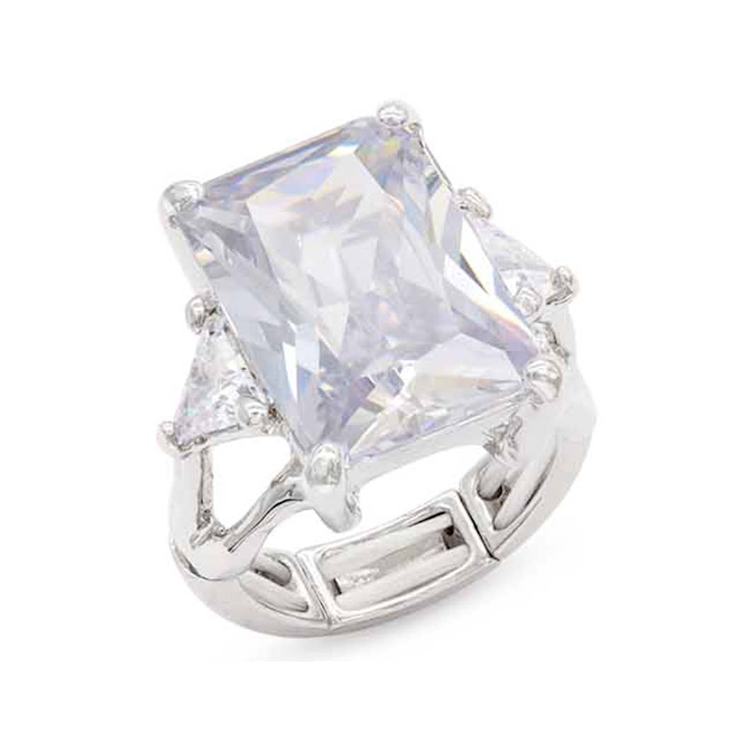 Fashion City - Venta al por mayor Anillos grandes/de cóctel - Anillo elástico grande con piedras5