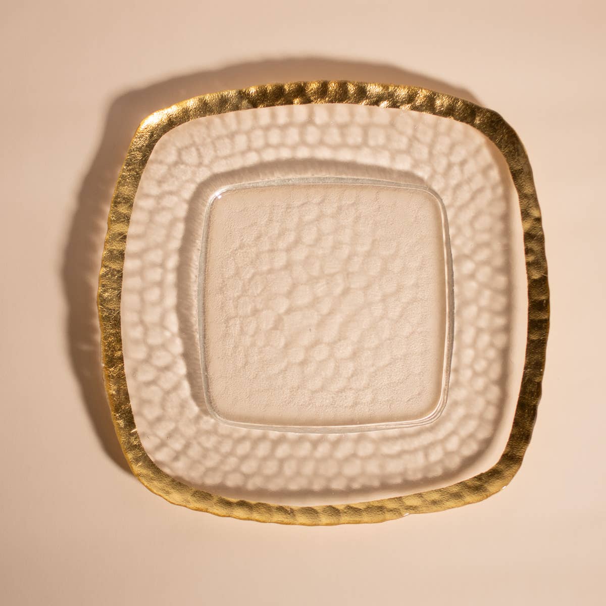 The Royal Standard – Großhandel Essteller – Palmer Glasplatte, strukturiert, klar/gold 12,25 x 12,253