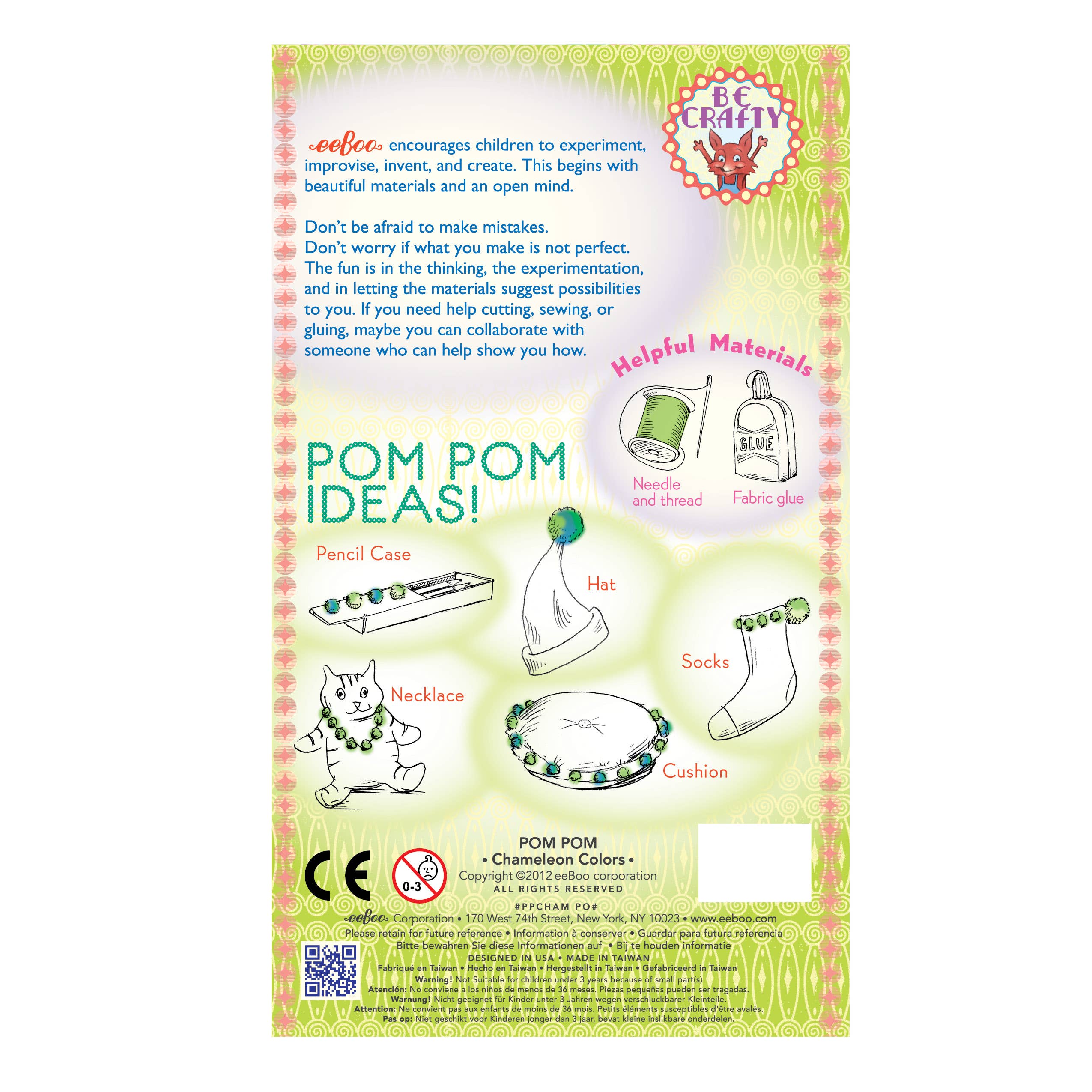 eeBoo - Wholesale DIY Craft Kit - Kids - Chameleon Pom Pom DIY Craft Kit for Kids1