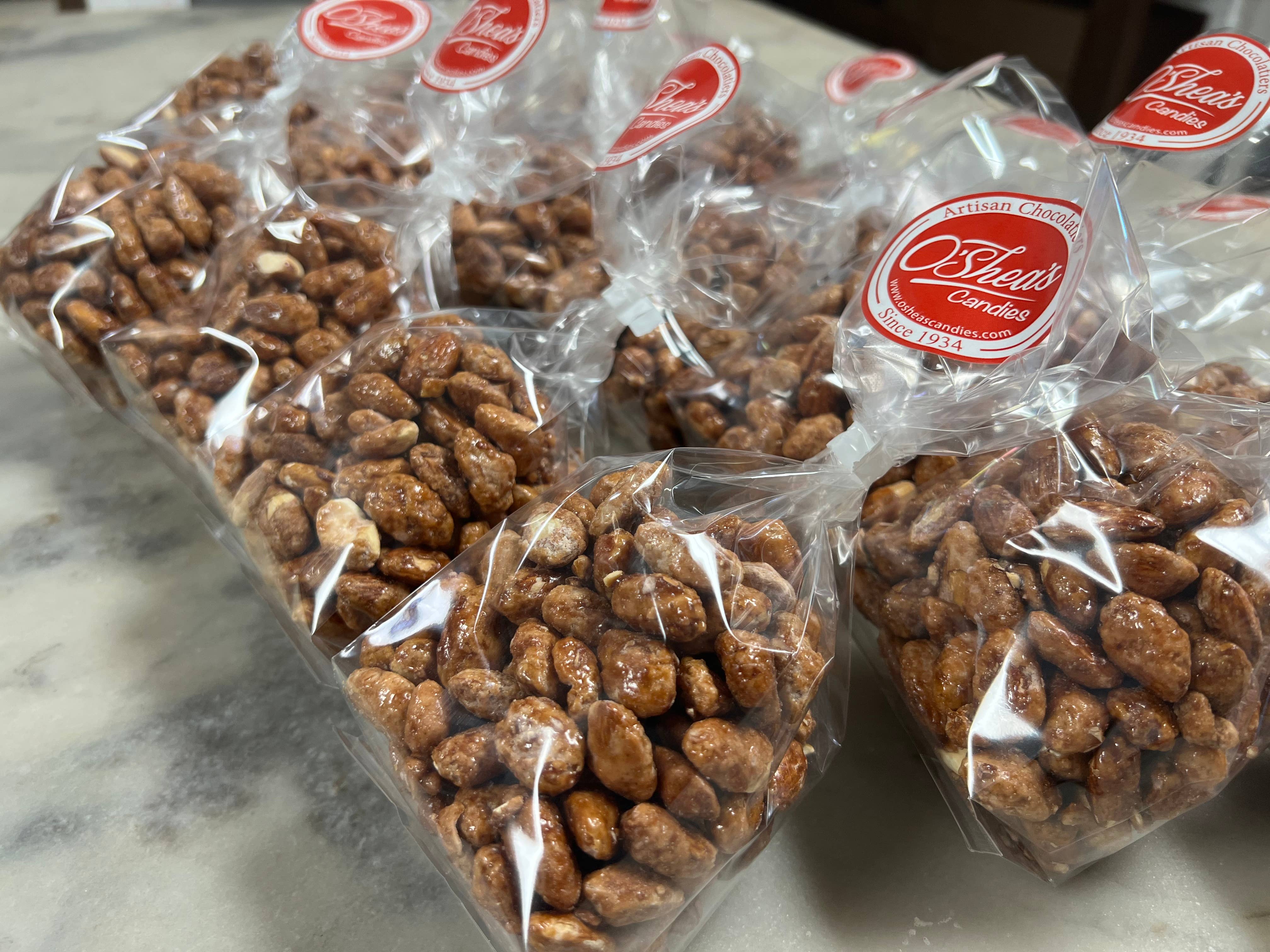 O'Shea's Candies Sweet Shop - Wholesale Nuts - Nut Snack Pack 1/2# Old Fashioned Toffee 🍁 Almonds w/Flair2